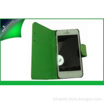 Green Shinny Apple Iphone Leather Cases With Credit Card Sl